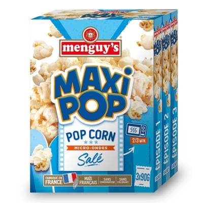 Menguy's Pop corn pour micro-ondes salé, 3x92g