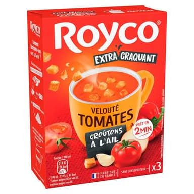 Royco Velouté de Tomates et Croutons à l'ail - 3 sachets instantanée, 83g