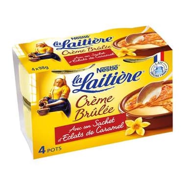 La laitière Crème brûlée avec éclats caramel, 4x100g