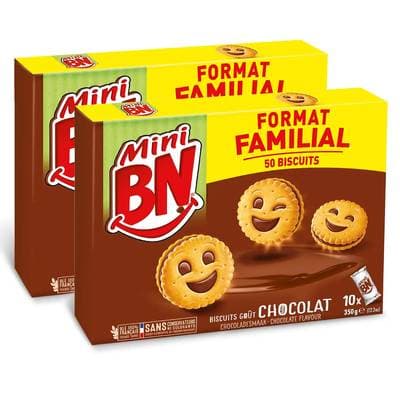 BN Biscuits fourrés gout chocolat Mini Chocolat, Lot de 2x50 biscuits - 350g