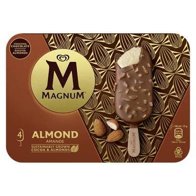 Magnum Bâtonnets glacés Amande, 4 bâtonnets - 300g