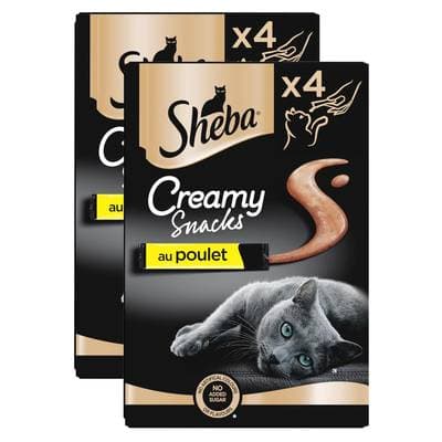 Sheba - Creamy Snacks Snack Poulet Friandise pour chat adulte, Lot de 2 -4x12g