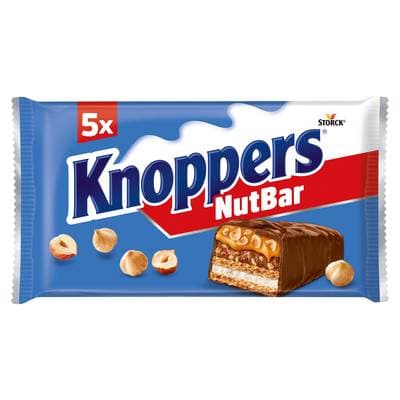 Knoppers Gaufrettes fourrées au lait et aux noisettes enrobées de chocolat au lait, 5x40g