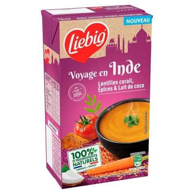 Liebig Soupe Lentilles Corail, Epices et Lait de Coco - Voyage en Inde, 1L