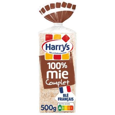Harrys Pain de Mie Complet 100% Mie Sans Additifs, 20 tranches - 500g