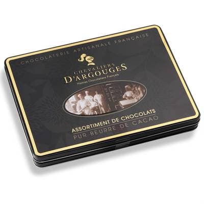 Les Chevaliers d'Argouges Assortiment de chocolats lait, noir 70% et blanc, 300g