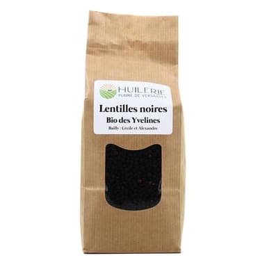 Huilerie Plaine de Versailles Lentilles Noires Bio cultivées dans les Yvelines, 500g