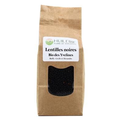 Huilerie Plaine de Versailles Lentilles Noires Bio cultivées dans les Yvelines, 500g