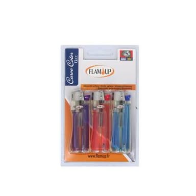 Flam'Up Briquet Pierre Curve Color au gaz, 3 briquets