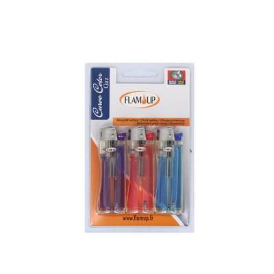 Flam'Up Briquet Pierre Curve Color au gaz, 3 briquets