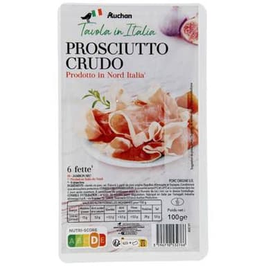 Auchan Tavola In Italia Jambon Prosciutto Cru, 6 tranches - 100g