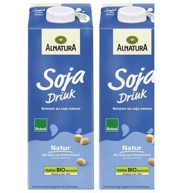 Alnatura Soja non sucré Boisson Végétale bio, Lot de 2x1L