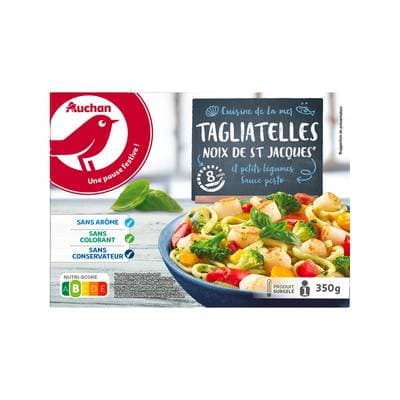 Auchan Tagliatelles noix de St Jacques et ses petits légumes sauce pesto, 350g