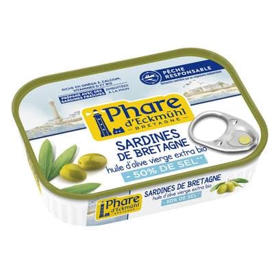 Phare d'Eckmuhl Sardine à l'huile d'olive bio -50% de sel, 115g