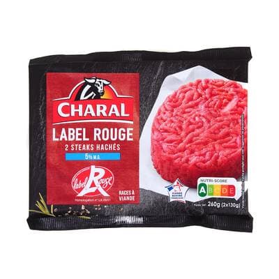 Charal Steaks Hachés 5%MG Façon Bouchère Label Rouge, 2x130g
