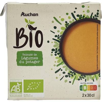 Auchan BIO Soupe Velouté de légumes du potager Bio, 2x30cl