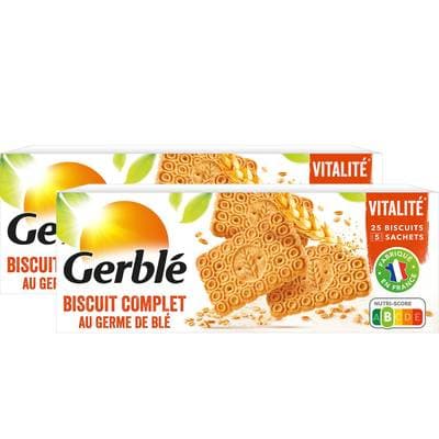Gerblé Vitalité 25 Biscuits complets au germe de blé -32% de sucres en moins, Lot de 2x210g