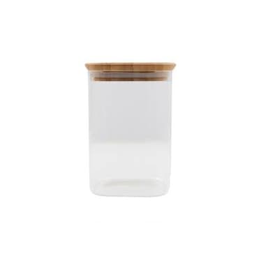 Point virgule Bocal en verre avec couvercle en bambou, 800ml