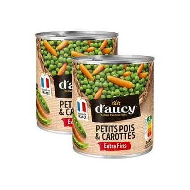 D'aucy Petits pois carottes extra-fins, Lot de 2x530g