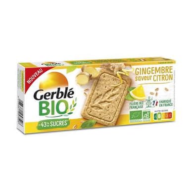 Gerblé Bio 12 Sablés citron Gingembre Bio -43% de sucres en moins, 132g