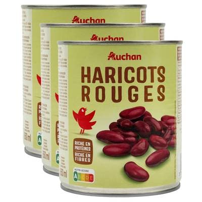 Auchan Haricots rouges, Lot de 3x500g