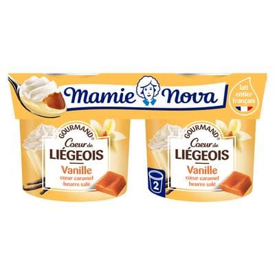 Mamie Nova Liégeois Vanille Coeur Caramel Beurre Salé, 240g