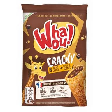 Whaou Cracky crêpes fourrées chocolat et billes de céréales, 256g