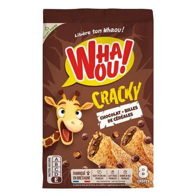 Whaou Cracky crêpes fourrées chocolat et billes de céréales, 256g
