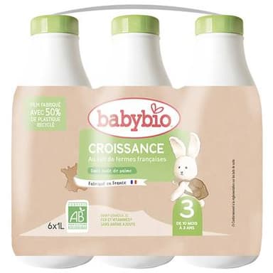 Babybio Lait de Croissance Bio 3ème âge Liquide Bébé Dès 10 Mois, 6x1L