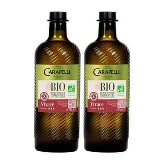 Carapelli Huile d'Olive Vierge Extra Vivace Bio Fruitée, Lot de 2x75cl