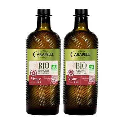 Carapelli Huile d'Olive Vierge Extra Vivace Bio Fruitée, Lot de 2x75cl