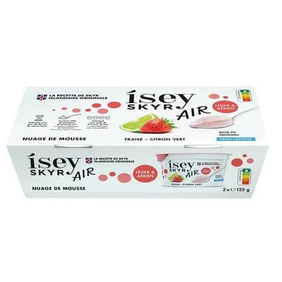 Isey Skyr à la fraise et citron vert sans lactose, 2x125g