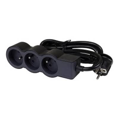 Legrand Rallonge multiprise extra-plate 3 prises - noir et gris foncé, 1,5 m