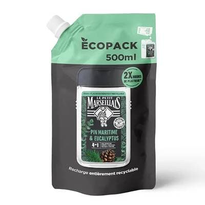 Le Petit Marseillais Gel douche Homme Pin Maritime Eucalyptus 4 en 1, 500ml