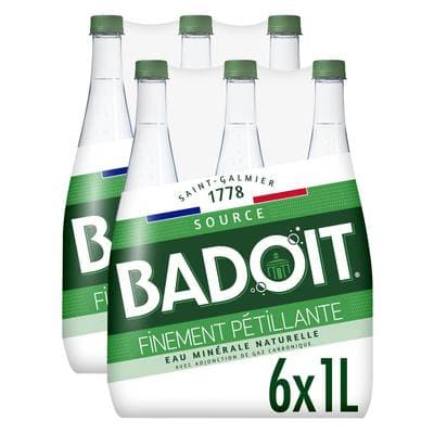 Badoit Eau gazeuse minérale naturelle, finement pétillante, Lot de 2 - 6x1L