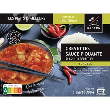 Madern Crevettes sauce piquante et son riz Basmati, 300g