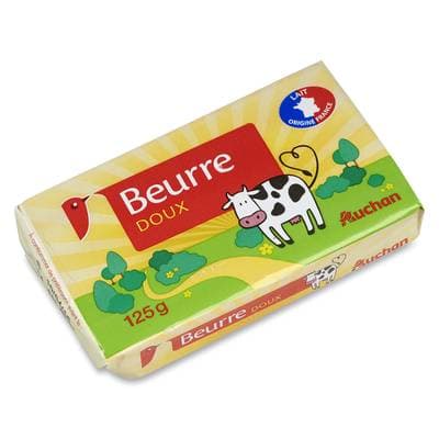 Auchan Beurre doux, 125g