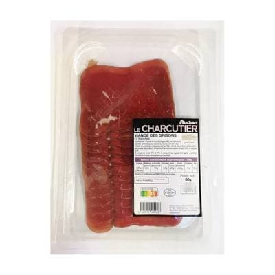 Auchan Le Charcutier Viande des Grisons, 10 tranches - 70g