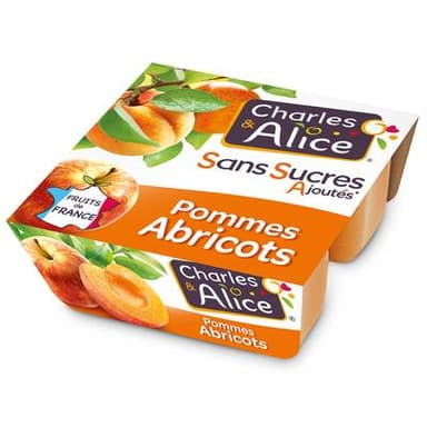Charles et Alice Pomme abricot sans sucre ajouté, 4x100g