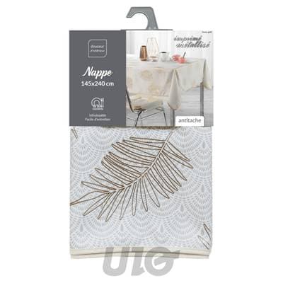 3574387227567 - Douceur D Interieur - Nappe rectangle Polyester imprime metallise Sunny Gold