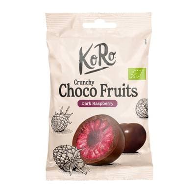 Koro Framboises lyophilisées enrobées de chocolat noir bio, 50g