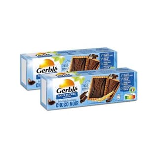 Gerblé Sans Sucres Ajoutés 12 Biscuits Fondant Choco Noir -93% de sucres en moins, Lot de 2x126g