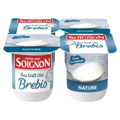 Soignon Yaourt nature au lait de brebis, 4x100g