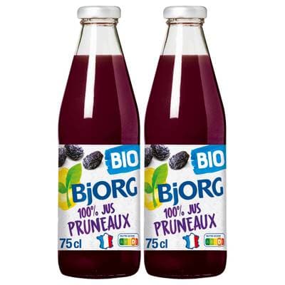 Bjorg Jus de pruneaux bio sans sucre ajouté, Lot de 2x75cl