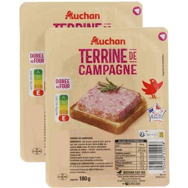 Auchan Pâté de Campagne, Lot de 2x180g