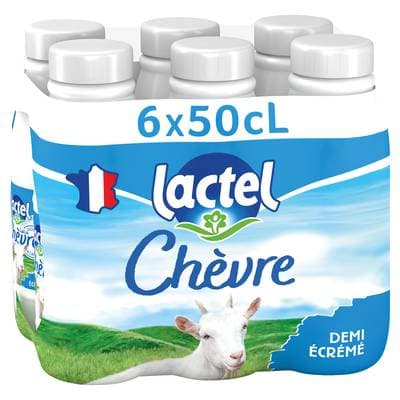 Lactel Lait chèvre demi-écrémé 1,5% mg, 6x50cl