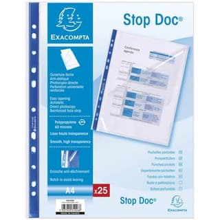 Exacompta Pochettes perforées transparentes A4 21x29,7 cm, 25  pochettes