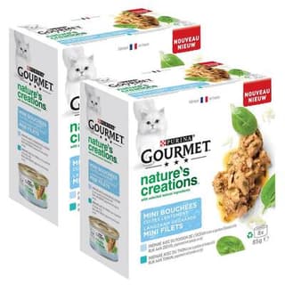 Purina - Gourmet Nature's Creation Boites Mini Bouchées Coffret de la Mer 2 Variétés pour chat, Lot de 2 - 8x85g