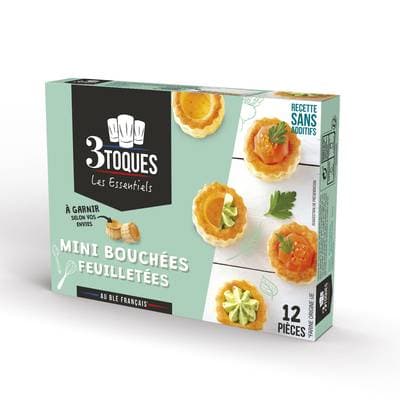 Les 3 Toques 12 Mini Bouchées Feulletées à garnir, 66g