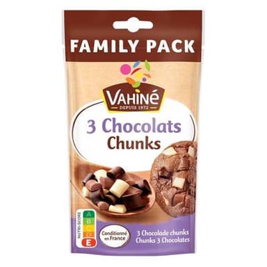 Vahine Pépites Chunks 3 Chocolats, 180g